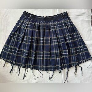 Current Mood Plaid Pleated Skirt (L)